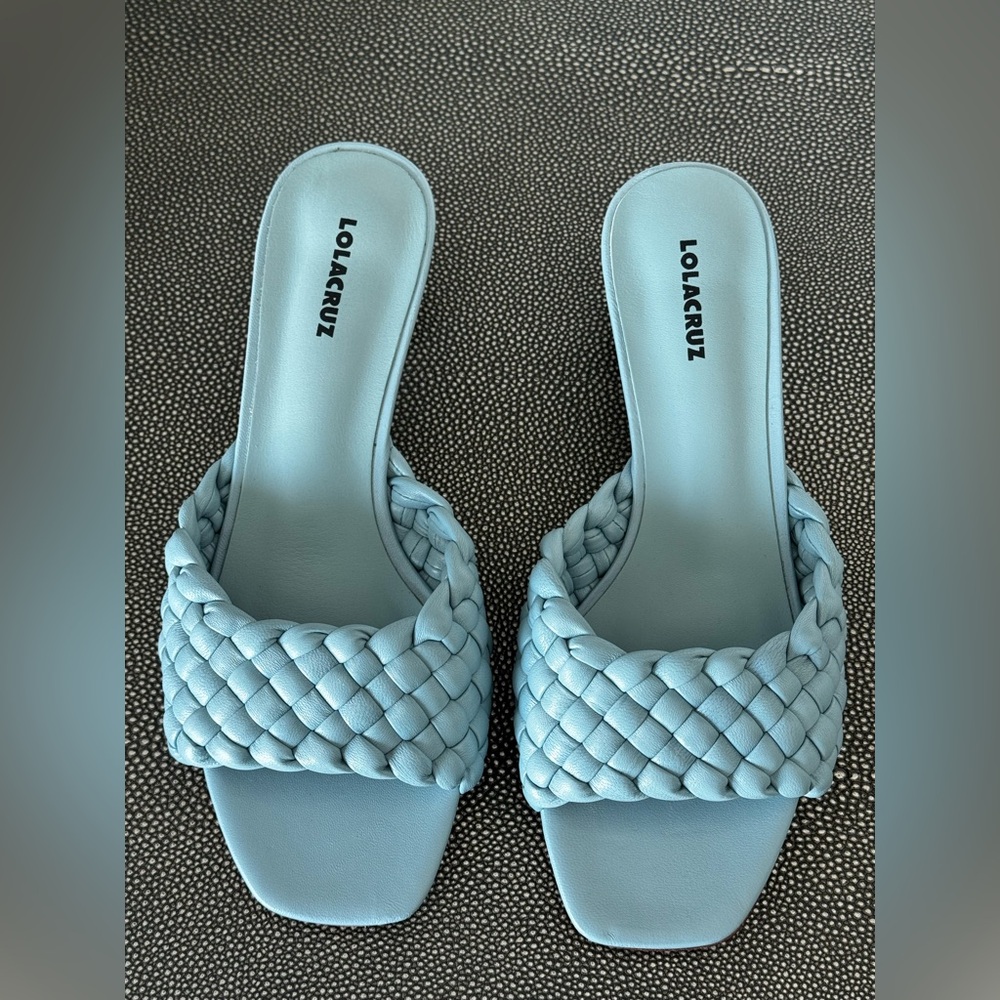 Lola Cruz Sky Blue Braided Sandals - NWT 39